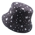 Reversible black bucket hat with white star graffiti print and 3D dye pattern - 58cm / White Stars and Clouds Print