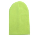 Classic rib-knit winter beanie hat in vibrant neon green color for men and women - One Size(Adjustable) / Neon Yellow