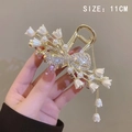 Pince à cheveux 11CM dorée avec fleurs de muguet, perles et strass brillants - 102# Nœud Papillon Strass
