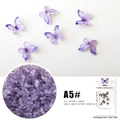 Detailed macro view of purple 3D butterfly nail charms with bulk packaging view - Simulated Butterfly A5# (Purple Gradient)
