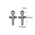 Silver stainless steel cross pendant charm with dimensions 19mm by 9.5mm and 3mm hole - Style 36/Ankh Style