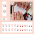 Franse kunstnagels met blauwe en rode golfpatronen en abstract ontwerp, set van 24 stuks - Kleurrijke Golven (W254) / Lijm Type