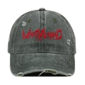 Vintage washed baseball cap with gothic embroidery and distressed ripped details in dark gray - One Size / Green