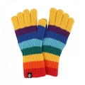 Guantes de invierno de punto con rayas de arcoíris vibrantes y material de lana suave - Talla única / Arco iris de dedo amarillo