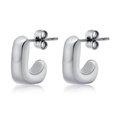 Pendientes de tuerca en forma de L de acero inoxidable pulido en color plateado - Color Acero