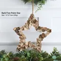 Estrella de Navidad de corteza rústica 31cm, adorno de madera hecho a mano colgante - Pentagrama de corteza