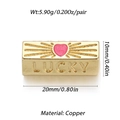 Detail of a 20mm gold-plated copper pendant featuring a pink heart and LUCKY engraving - HAPPY/LUCKY Heart Bar (YSN030-02)