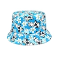 Detail of sky blue kids bucket hat with cute cow and daisy floral print patterns - 52-54cm / Sky Blue