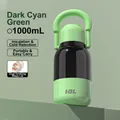 1000mL dual-drink vacuum insulated bottle in dark green with portable handle - 1000ml / Steel Lid + Straw Lid + Handle / Dark Green