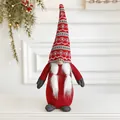 Gnome de Noël 50cm avec bonnet en tricot rouge et blanc et longue barbe blanche - Gnome de Noël Rouge 50CM