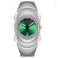 Montre à quartz Y2K pour homme avec cadran vert soleil et bracelet en métal argenté - Boîtier Argenté Cadran Vert (Mat)