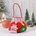 Sacchetto regalo di Natale in feltro rosso con pupazzo di neve 3D e alberello - Pupazzo di Neve con Colletto a Righe