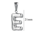Silver stainless steel bubble letter E pendant with star engraving and 21mm height - Letter E / Steel