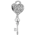 Silver heart lock and key charm pendant with sparkling cubic zirconia for DIY jewelry - Normal Specification / Silver Heart Lock and Key (037)