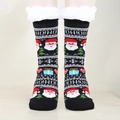 Chaussettes de Noël épaisses en tricot avec doublure polaire, motifs Père Noël et HO HO HO - Taille unique / Père Noël Noir