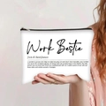 Detail of canvas bag with Work Bestie definition print and sturdy metal zipper - Work Bestie Definition (jiayingpbb086)
