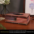 British vintage faux leather tissue box with American flag pattern and metal studs - 4200-02 Stars and Stripes