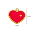 Ciondolo a cuore dorato con smalto rosso e dimensioni di 12 mm x 13 mm - Cuore Rosso