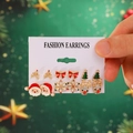 6-pair set of Christmas stud earrings featuring Santa, snowflakes, and reindeer designs - 02 KC Gold (6 Pairs Set)