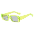 Y2K vintage rectangular sunglasses in neon green finish with grey translucent lenses - C02 Neon Green