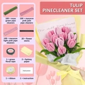 DIY Tulip Pipe Cleaner Kit with moss green and macaron pink stems for floral crafting - Pink Flower Bouquet Set