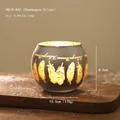 Champagne silver glass candle holder with gold feather and Follow your Dreams text - Champagne Silver Follow Your Dreams Style (HG18-842)