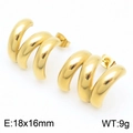 Pendientes de espiral dorados en forma de C multicapa de acero inoxidable pulido - Dorado