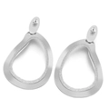 Orecchini a goccia d'argento con design geometrico cavo moderno e finitura lucida - Stile Opaco a Goccia Grande Irregolare (KE31173-D)