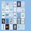 30-piece vintage girl themed mint blue postcards featuring teddy bears and butterflies - Mint Milk