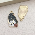 Halloween enamel crow and skull alloy pendant with red rose for DIY jewelry making - Skull Crow (Small)