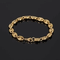 Bracciale chicco di caffè 8mm in acciaio inossidabile dorato con chiusura a moschettone - Oro (11mm) / 9 pollici