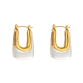Chic U-shaped gold metal and transparent acrylic earrings in minimalist design - Acrylic U-Shaped Hoop Earrings - Transparent
