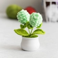 Handmade crochet potted plant with green flowers and white ceramic pot decoration - Pine Cone Light Green