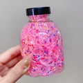 Colorful spotted elastic hair bands stored in a clear bottle with a black lid - 1000Pcs/Jar / 9# Multicolor