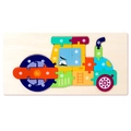 Puzzle educativo in legno per bambini con rullo compressore e numeri da 1 a 20 - Rullo compressore
