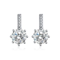 Classic 925 sterling silver drop earrings with round brilliant-cut sparkling zircons - Silver Rhinestone Dangle Style (SE109)