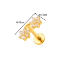 Golden G23 titanium stud featuring two CZ inlaid flowers with flat back screw design - Double Flower Design - Gold (T2543-6# Gold)