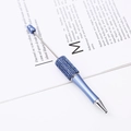 Elegant blue metal beaded pen with luxury pavé crystals for business stationery office use - Black Ink / Morandi Purple