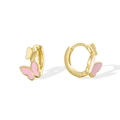 Élégantes créoles papillon en argent sterling S925 avec finition émail rose - Argent S925 Plaqué Or 14K / Boucles d'oreilles papillon dorées
