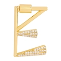 Golden letter E charm pendant with pave set white cubic zirconia for DIY jewelry - Letter E