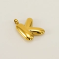 3D balloon style letter K pendant in polished gold finish with integrated bail - Letter K
