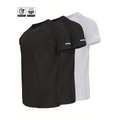 Men's quick-dry sports t-shirts in black and grey with reflective strips on raglan sleeves - S / Black+Black+White