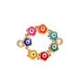 Exquisite gold alloy floral owl pendant with colorful enamel charms and evil eye detail - Colorful Eye Circle