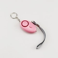 Allarme di sicurezza rosa con torcia LED, portachiavi in metallo e laccetto grigio - Rosa