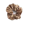 Glossy champagne bronze oversized satin hair scrunchie with elegant silk texture - Bronze Caramel