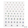 Macro detail of AB iridescent acrylic rhinestones in star and round shapes for DIY face makeup - ET-19 Aurora Multi-shape Set