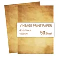 Vintage 100GSM A4 paper for stationery and DIY with retro yellowed texture, 50 sheets - Aged Yellow Texture (FG03-A)