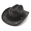 Vintage dark grey felt jazz fedora hat with distressed texture and woven band detail - M (56-59cm) / Black