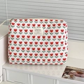 Trousse de toilette matelassée blanche avec motifs tulipes rouges et fermeture éclair - Style de Pochette Plate