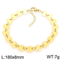 Golden minimalist polished round disc chain bracelet with adjustable lobster clasp closure - 180x8mm / Gold